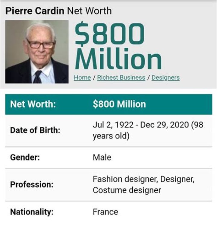 Pierre Cardin Net Worth | Celebrity Net Worth
